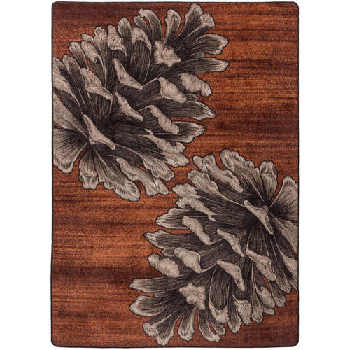 Image of an area rug, Courting Pine Cones - Rust