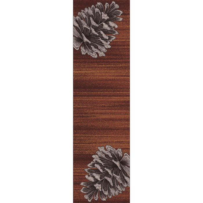 Image of an area rug, Courting Pine Cones - Rust