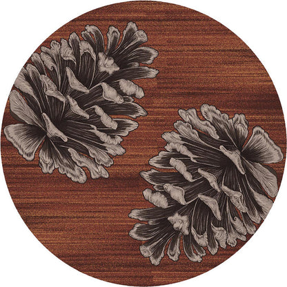 Image of an area rug, Courting Pine Cones - Rust
