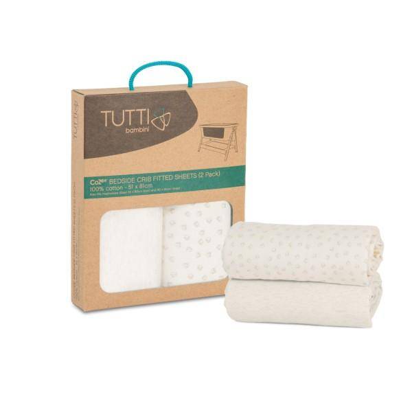 CoZee Spannbettlaken Weiß Beige im 2er-Set 52 × 83 cm