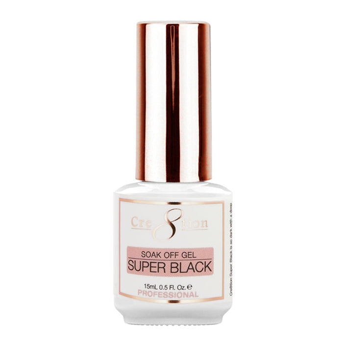 Cre8tion Soak Off Gel - Super Black  0.5 oz/15 ml