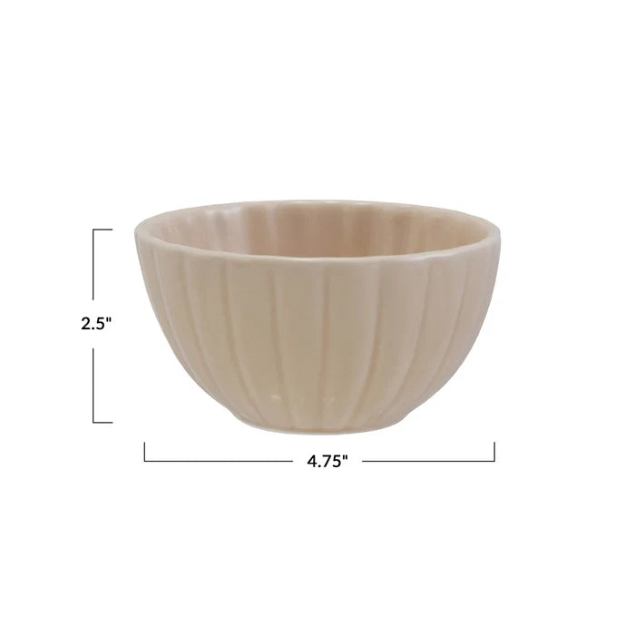 Cream Ribbed Bowl