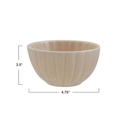 Cream Ribbed Bowl