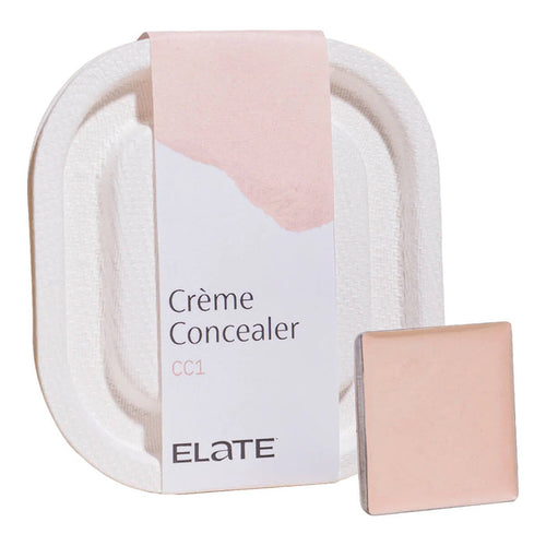 2.7ml pan of Elate Beauty Creme Concealer in the shade 'CC1', for light cool skin tones. A two-in-one concealer and illuminator formulated with evening primrose oil, designed to heal and conceal blemishes.
