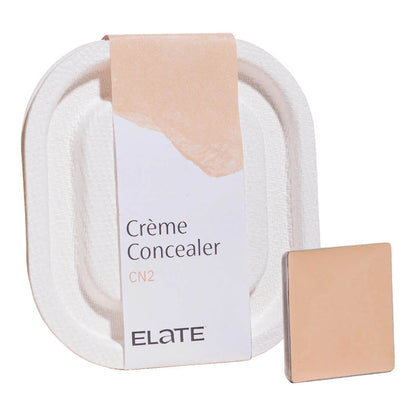 2.7ml pan of Elate Beauty Creme Concealer in the shade 'CN2', for light natural skin tones. A two-in-one concealer and illuminator formulated with evening primrose oil, designed to heal and conceal blemishes.
