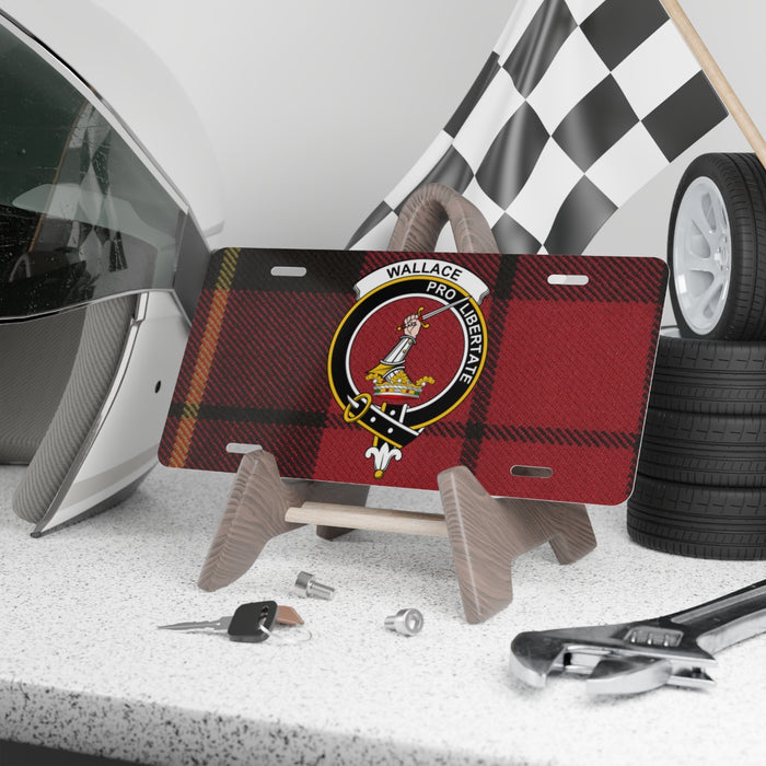 Custom Scottish clan license plate, crest on tartan, gift for a car lover