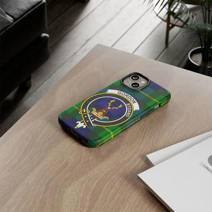 Custom Scottish phone case with wrap-around tartan print, glossy finish