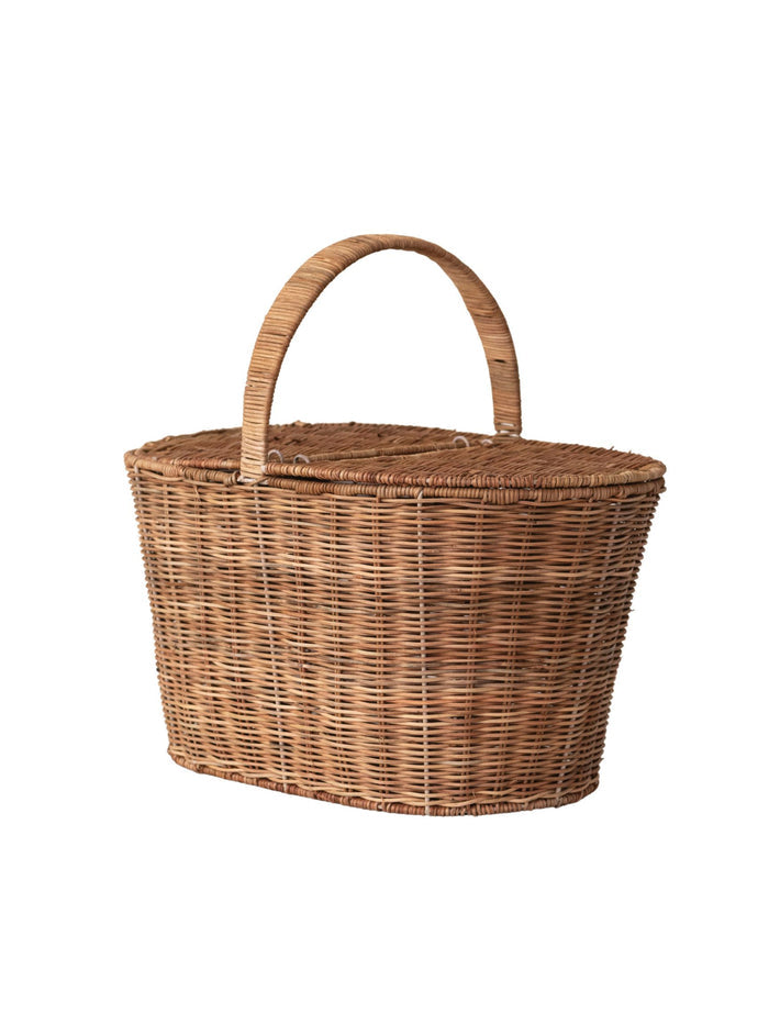 Decorative Hand-Woven Rattan Picnic Basket - Pick Up Only