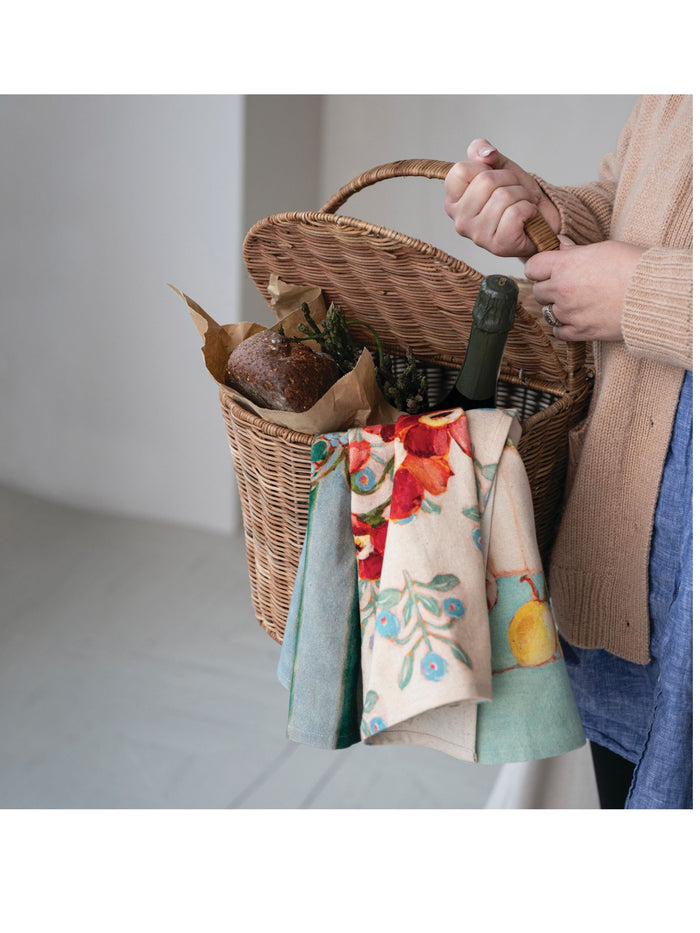 Decorative Hand-Woven Rattan Picnic Basket - Pick Up Only