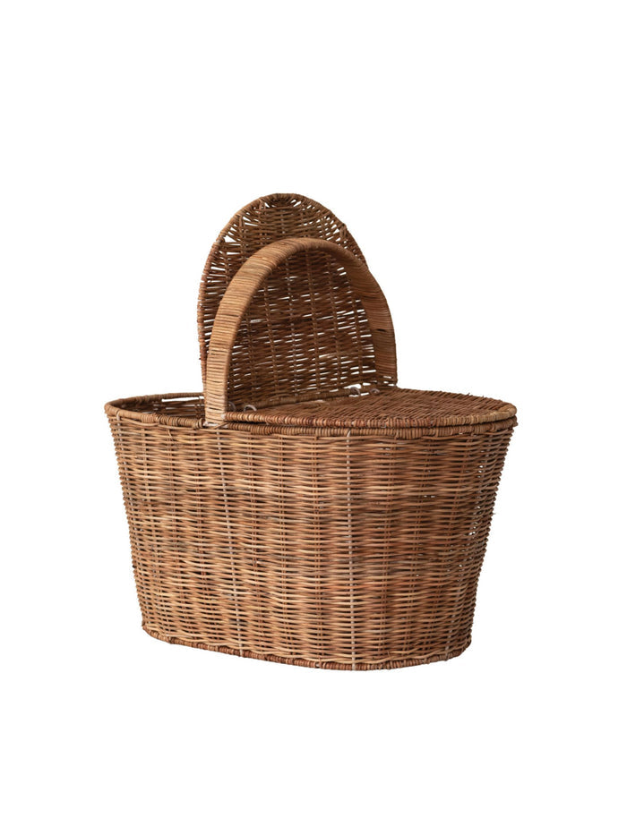 Decorative Hand-Woven Rattan Picnic Basket - Pick Up Only