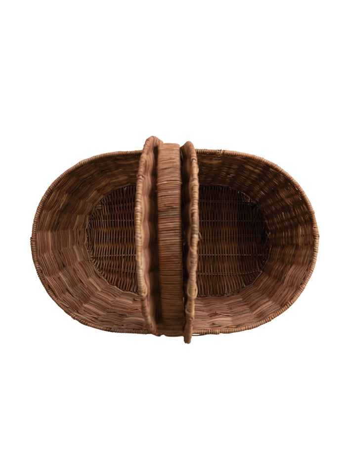 Decorative Hand-Woven Rattan Picnic Basket - Pick Up Only