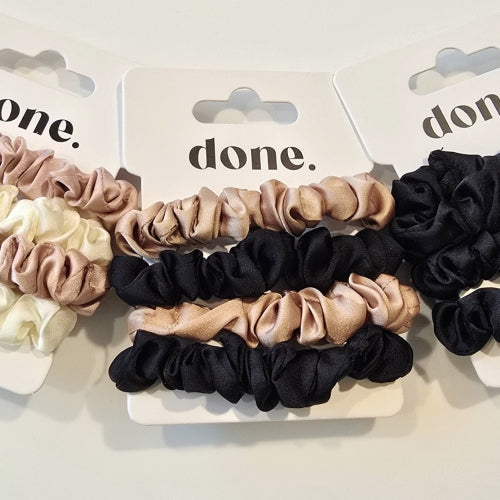 Done Hair Ties 4 Piece Satin Black/Caramel