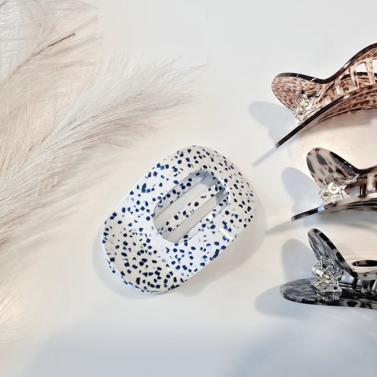 Done Large Speckled Claw Clip White/Blue