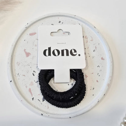 Done Slim Hair Ties 2 Piece Satin Black