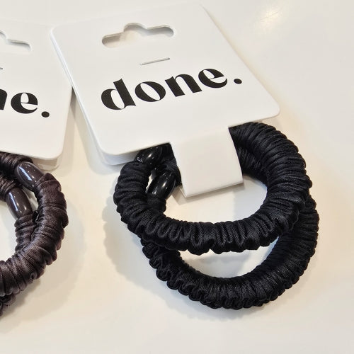 Done Slim Hair Ties 2 Piece Satin Black