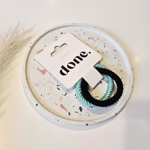 Done Textured Hair Ties 2 Piece Green/Black