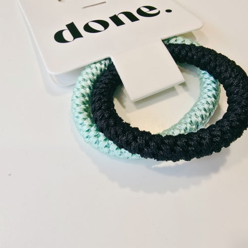 Done Textured Hair Ties 2 Piece Green/Black