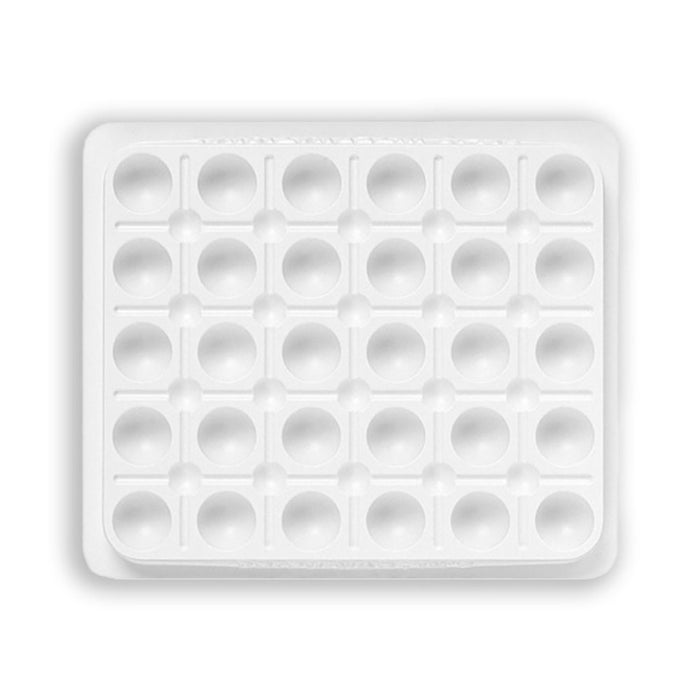 This opaque, white plastic palette contains 30 wells and is great for use with oils, acrylics, or watercolors. At Embellish Away in Bowmanville Ontario Canada.