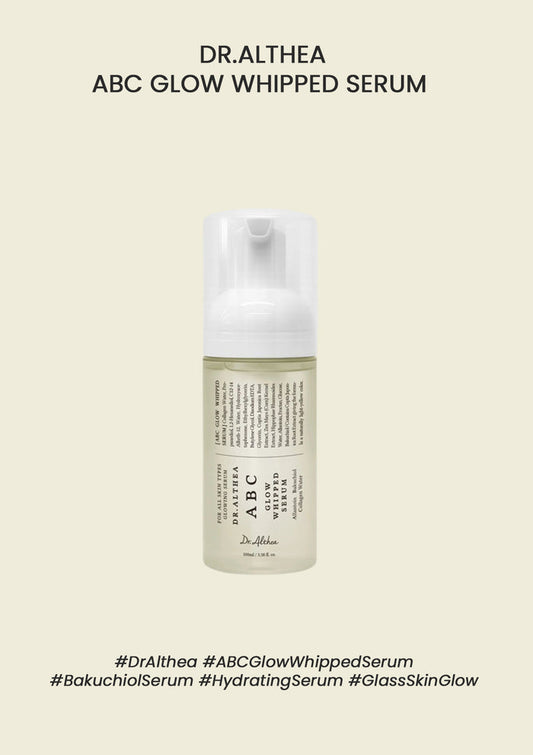 Dr. Althea ABC Glow Whipped Serum bottle on a beige background