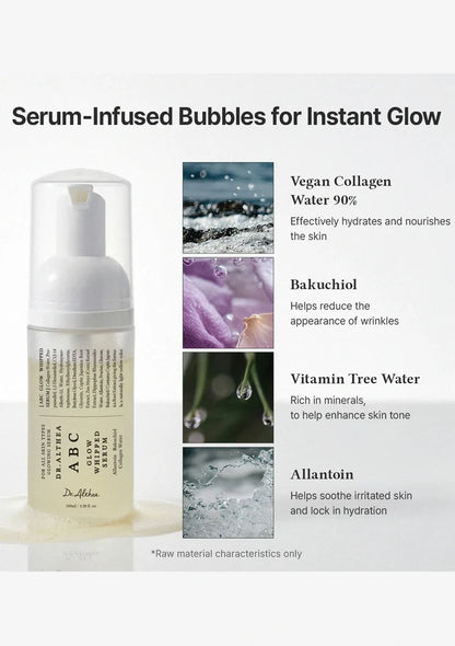 Skincare product with ingredients listed on a white background