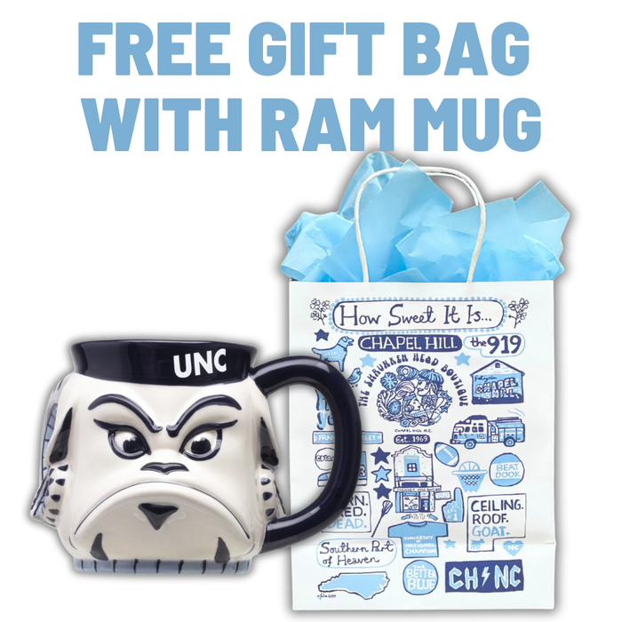 EASY GIFT TO GO: UNC Coffee Mug + Gift Bag and Tissue - Main View - Shrunken Head