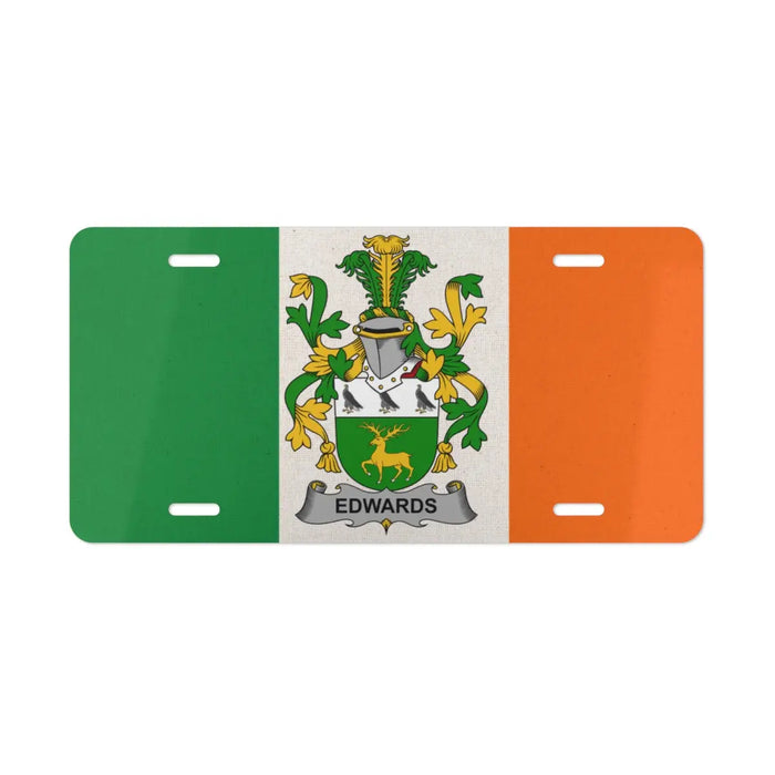 Edwards Family Crest with Ireland Flag License Plate