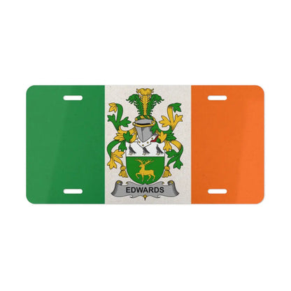 Edwards Family Crest with Ireland Flag License Plate
