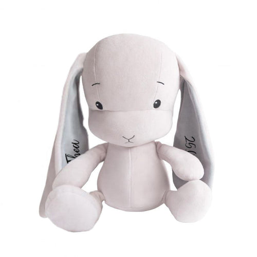 Effiki Kuscheltier Hase Rosa 50 cm mit grauen Ohren personalisierbar
