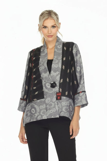 Elegant Mixed Media Jacquard Jacket - 3789
