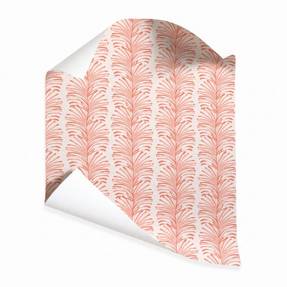 Emma Coral wallpaper with coral fern pattern, made-to-order in the USA with short lead times
