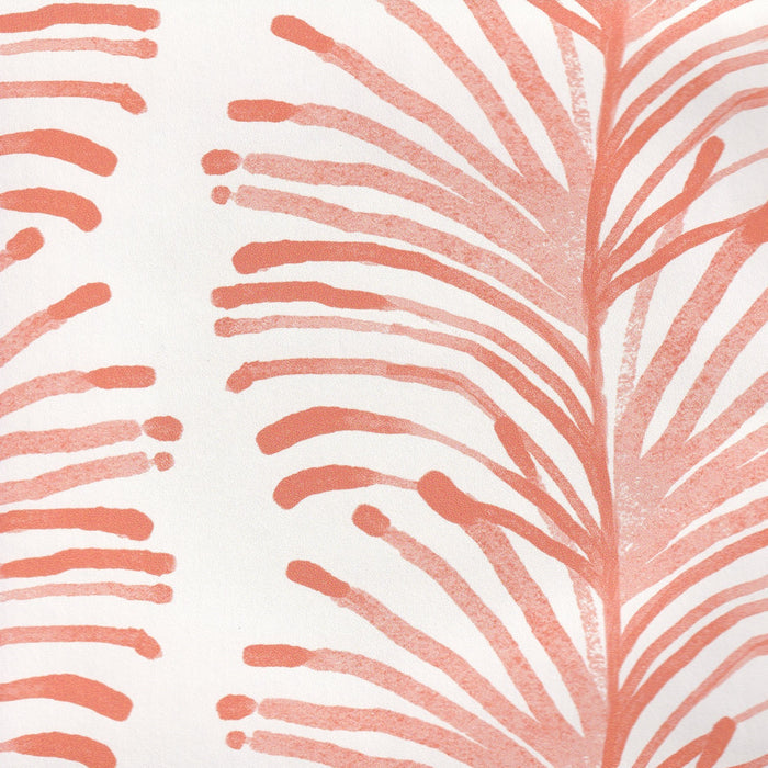 Emma Coral fabric with bold coral brushstroke leaf pattern on white, made-to-order with short lead times, manufactured in the USA
