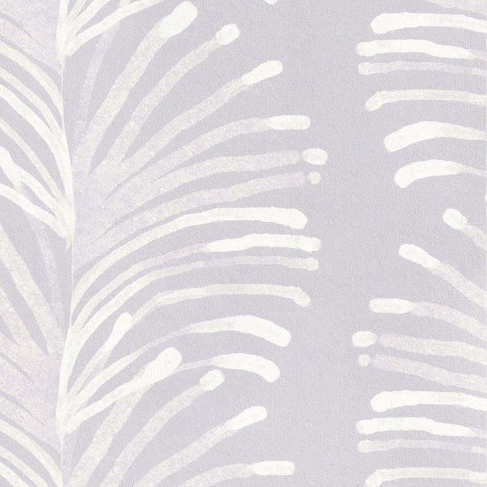 Emma Lavender wallpaper with soft lavender background and white botanical design, made-to-order, short lead times, manufactured in the USA