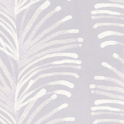 Emma Lavender wallpaper with soft lavender background and white botanical design, made-to-order, short lead times, manufactured in the USA