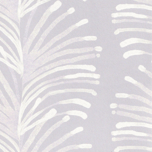 Emma Lavender wallpaper with soft lavender background and white botanical design, made-to-order, short lead times, manufactured in the USA