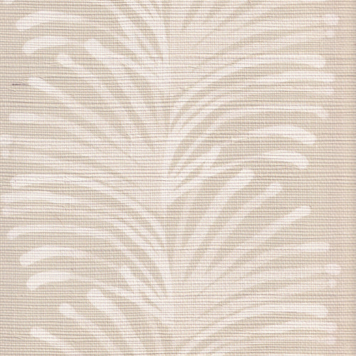Emma Sand made-to-order grasscloth fabric with subtle palm leaf design, manufactured in the USA, quick quality production