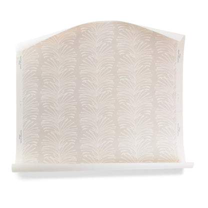 Emma Sand made-to-order wallpaper with subtle palm leaf pattern, crafted in the USA with quick, quality production