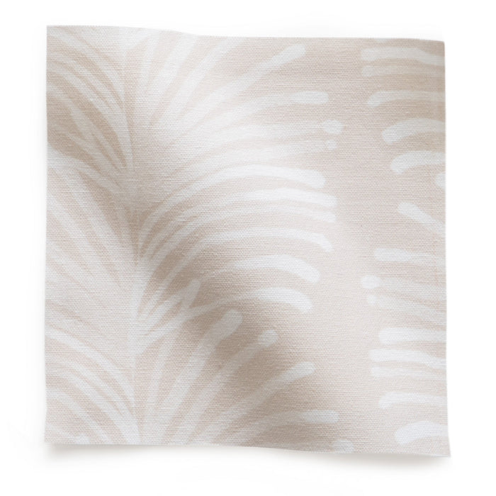 Emma Sand Pillow fabric swatch with subtle leaf pattern on sandy cotton, made-to-order and manufactured in the USA with short lead times