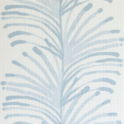 Emma Sky made-to-order grasscloth fabric in soft blue palm pattern, manufactured in the USA with quick, quality production