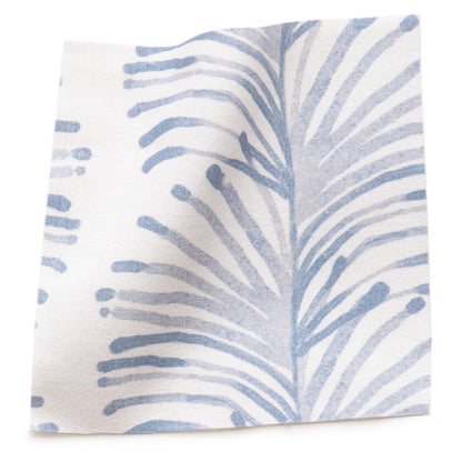 Emma Sky Printed Cotton Curtain fabric sample with a soft blue botanical print, made-to-order in the USA.