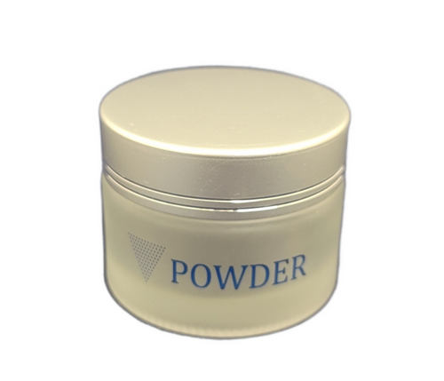 Empty Frosted Glass Jar 2 oz - With Powder Label