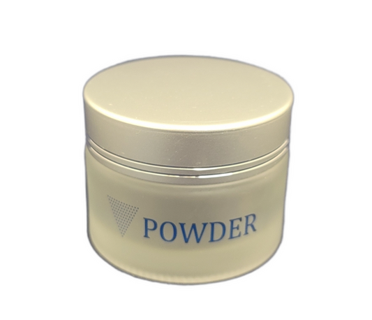 Empty Frosted Glass Jar 2 oz - With Powder Label
