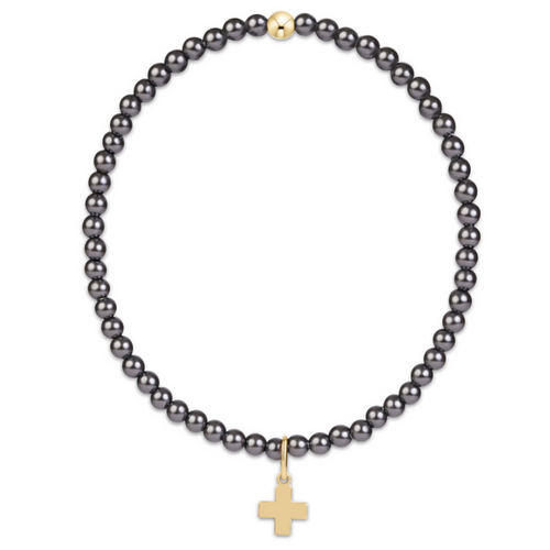 Enewton Signature Cross Charm 3mm Bracelet Pearl Dark Grey Bracelets in at Wrapsody