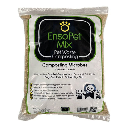 EnsoPet Mix pet waste composting product packaging on a white background.