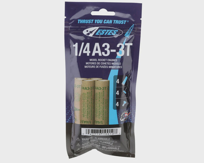 EST10010 Estes 1/4 A3-3T Bagged Rocket Engines (4)