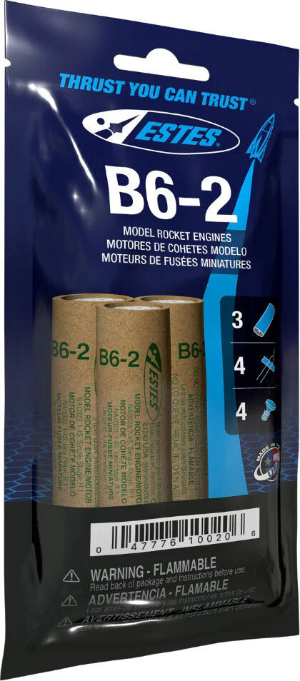 B6-2 Model Rocket Engines, (3pk)