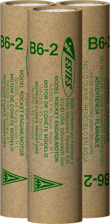 B6-2 Model Rocket Engines, (3pk)