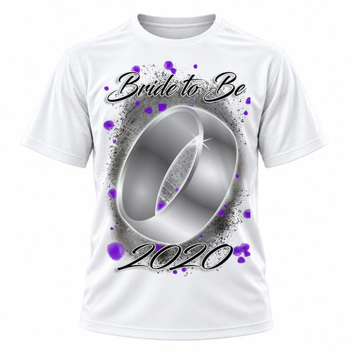 Personalized Wedding Ring T-Shirt, front-view T-shirt mockup featuring custom Air-Volution artwork by Mythic Airbrush