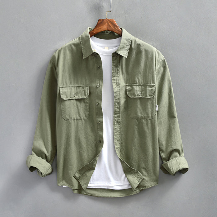 Fashionable Minimalist Loose Fitting Casual Mens Long Sleeve Shirt Jacket