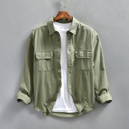 Fashionable Minimalist Loose Fitting Casual Mens Long Sleeve Shirt Jacket