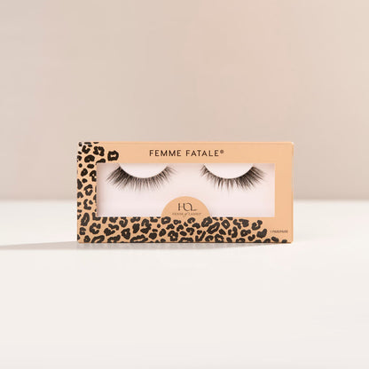 Femme Fatale flared lash with medium volume and wispy texture.